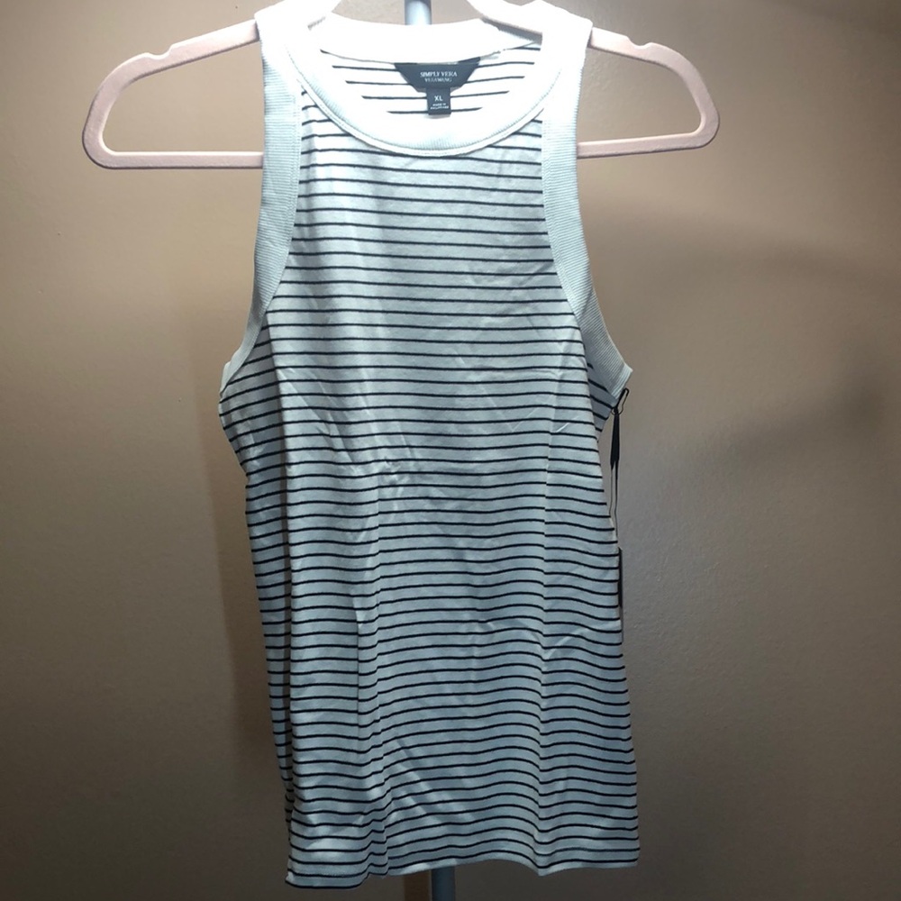 White and Black Striped Tank Top